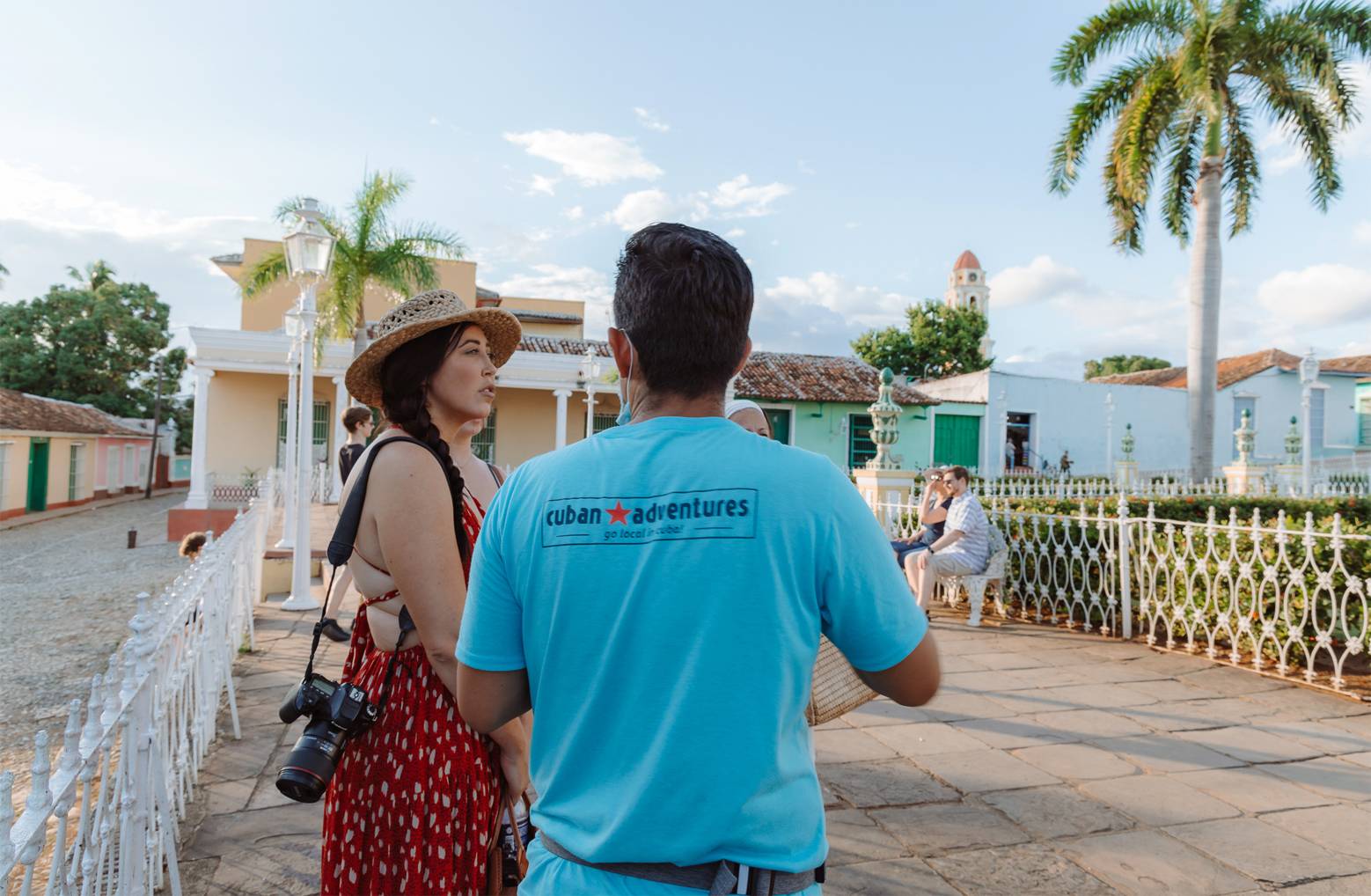 A Cuban Adventures tour guide and client in Trinidad, Cuba