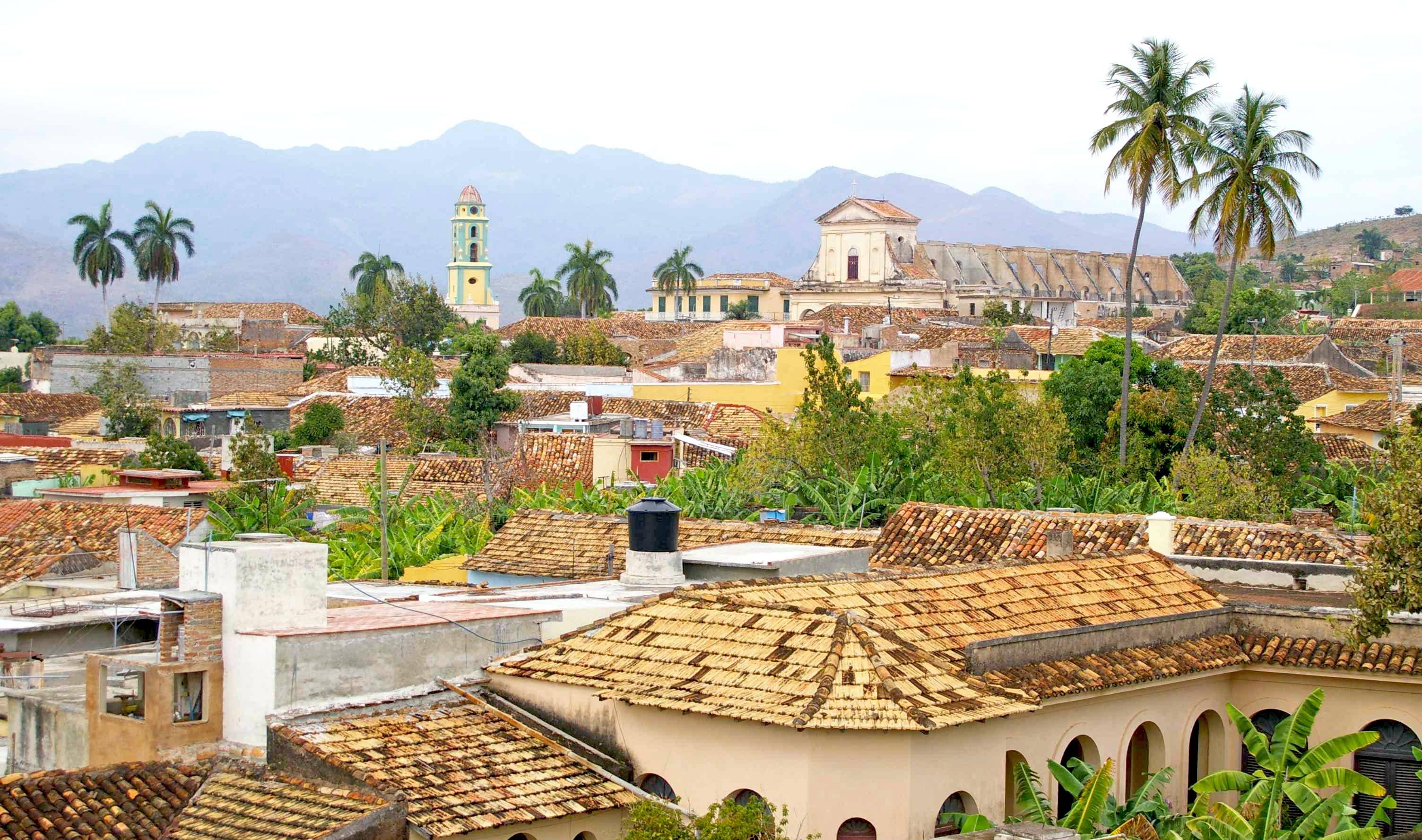 A view over the the city of Trinidad in Cuba, with the Sierra Maestra in the background